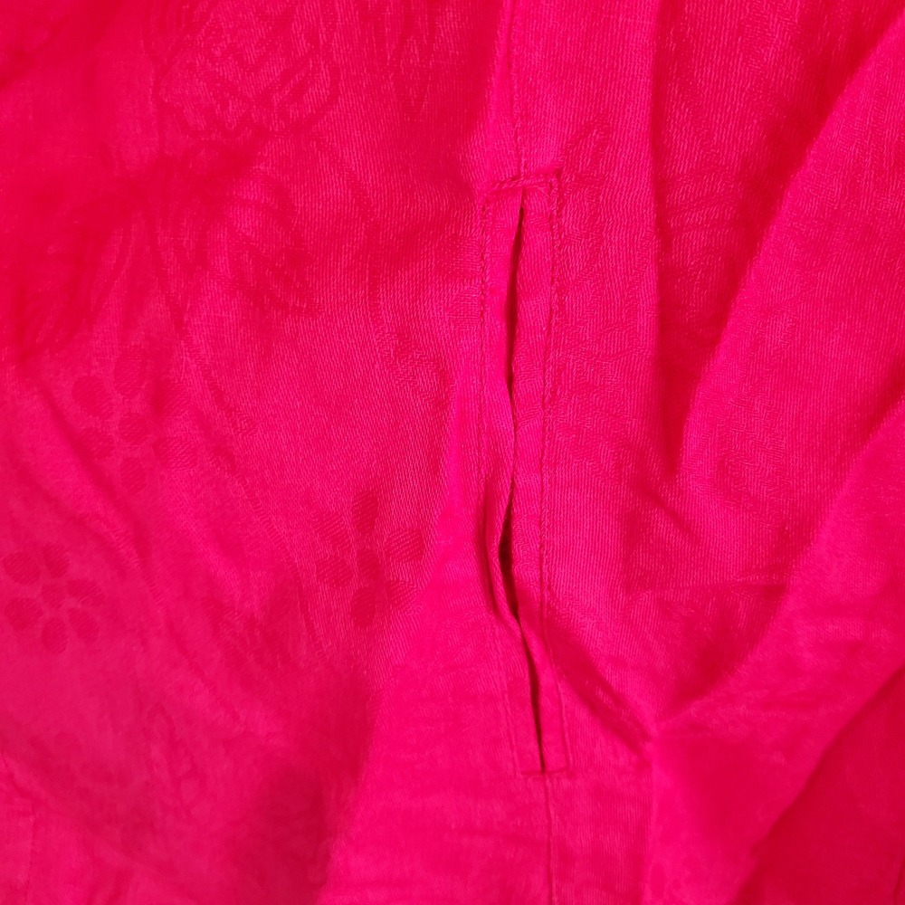 Chico's Red Floral Linen Blend Button Front Long Sleeve Jacket Size 2 - Picture 5 of 9